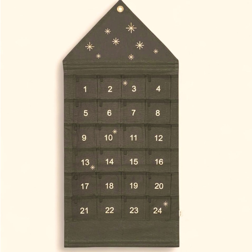 Ferm Living Christmas Advent Hanging Calendar, Green/Gold